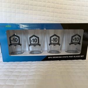 ThinkGeek RPG Stats Pint Drinking Glasses Set of 4